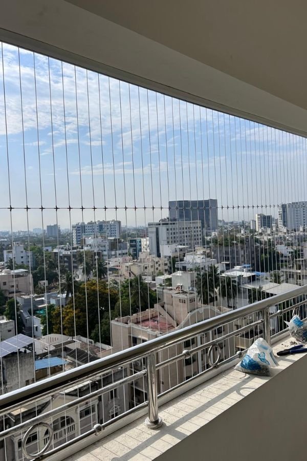 Invisible Grills Near Me in Hyderabad installed by Lasya Invisible Grills for balconies, windows and safety protection with modern stainless steel cables.