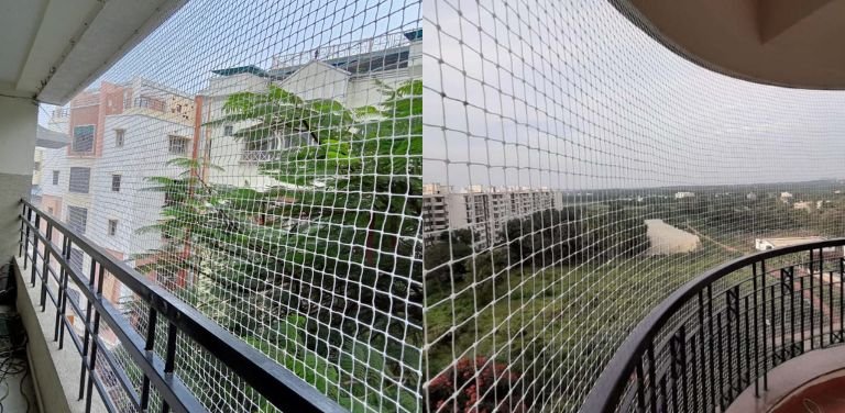 High-quality Balcony Pigeon Nets in Hyderabad installed by Lasya Safety Nets & Invisible Grills for effective bird protection.