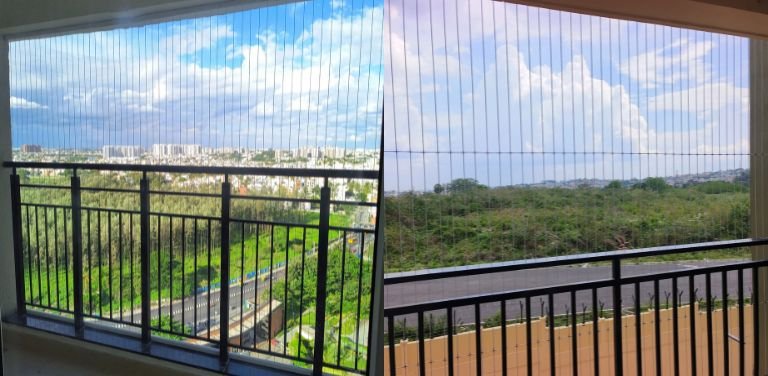 Premium Invisible Grills for Kids Safety in Hyderabad installed by Lasya Invisible Grills for child protection in balconies and windows.
