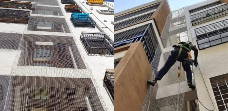 Premium Duct Area Safety Nets in Hyderabad installed by Lasya Safety Nets for safety, bird protection and fall prevention.