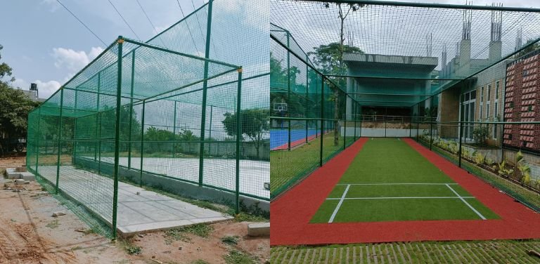 Premium Cricket Practice Nets in Hyderabad installed by Lasya Safety Nets for cricket academies, schools and sports grounds.